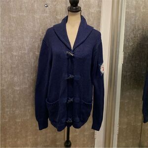 Polo Ralph Lauren Navy Blue Toggle Cardigan Sweater, L